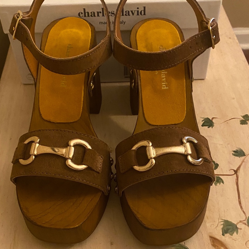 Charles David Tan Platform Sandals NWOT